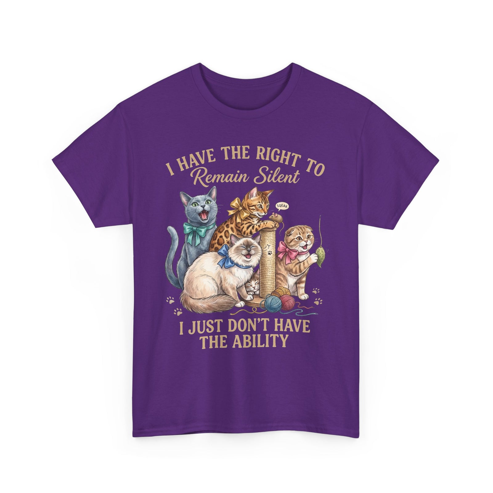Cat Graphic Tee — "I Have the Right to Remain Silent, I Just Don't Have the Ability"