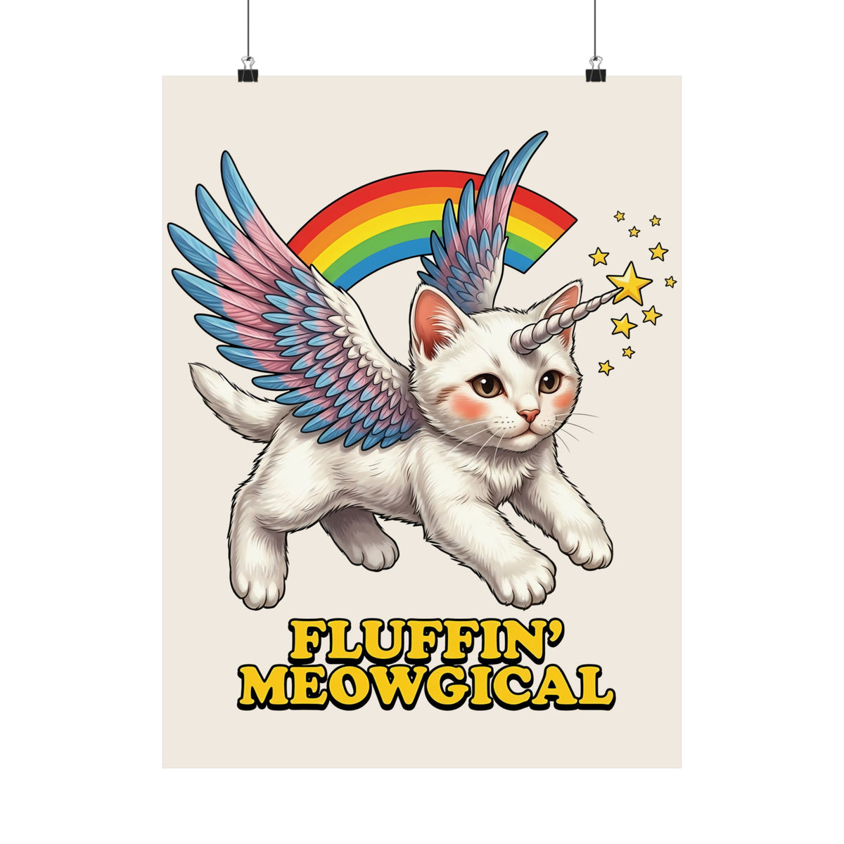 Fluffin' Meowgical Cat Poster — Cute Unicorn Kitten Graphic