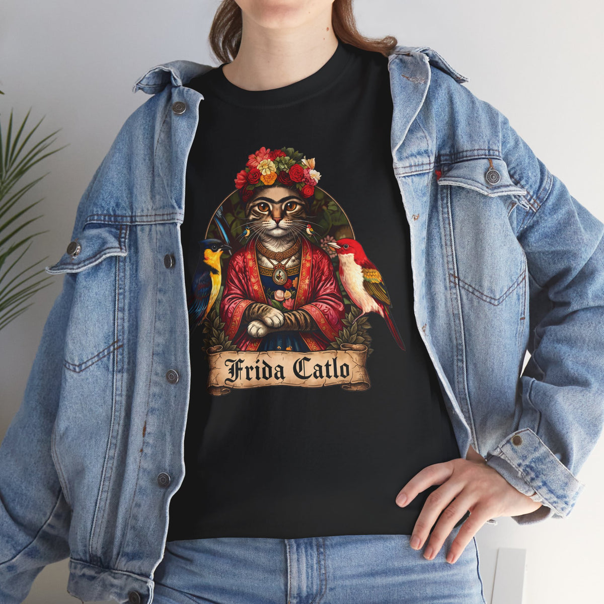 Frida Catlo T-Shirt — Frida Kahlo Cat Art History Parody Tee