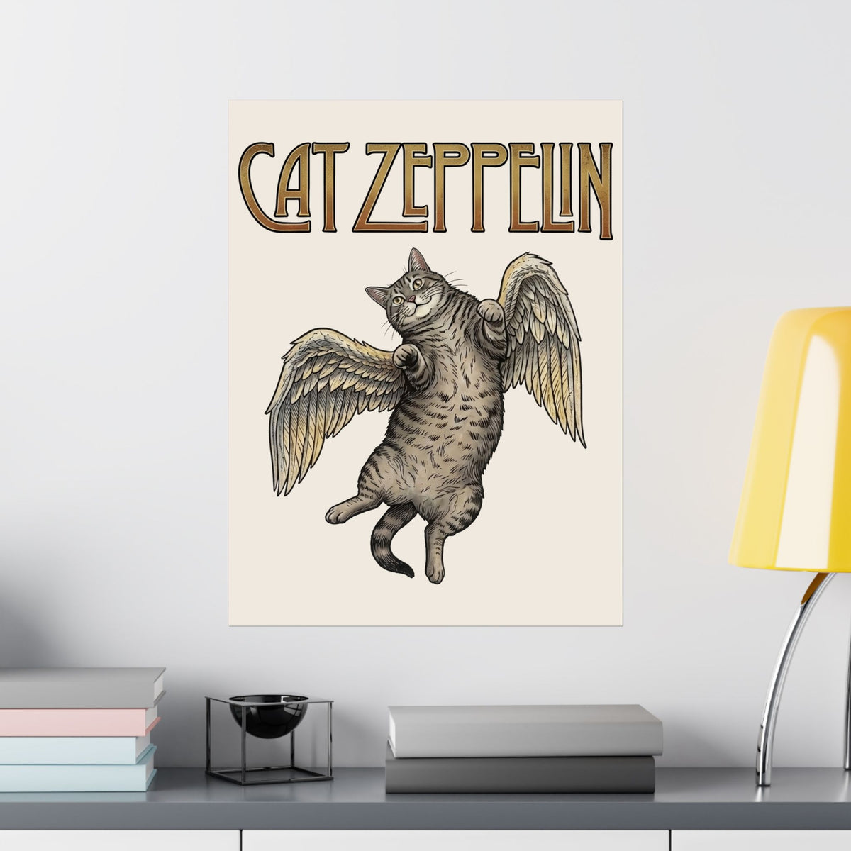 Cat-Zeppelin Poster — Whimsical Cat Airship Design