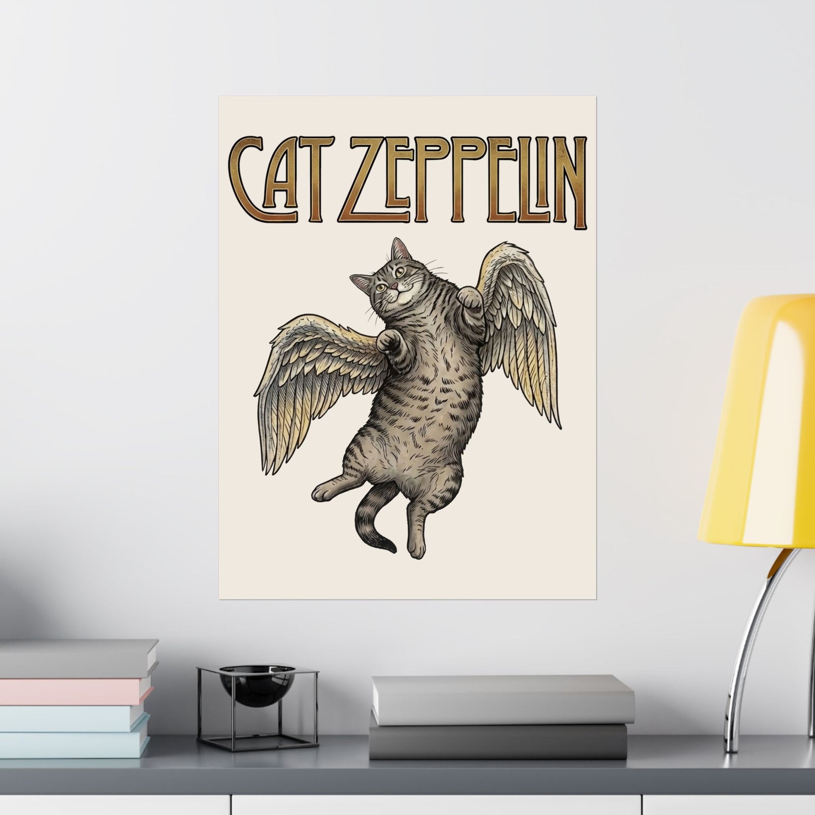Cat-Zeppelin Poster — Whimsical Cat Airship Design