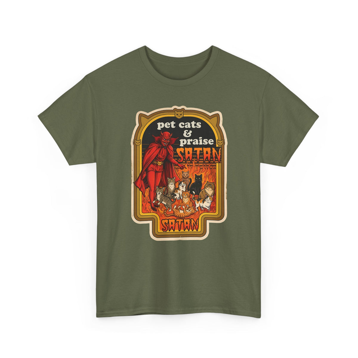 Pet Cats and Praise Satan T-Shirt — Gothic Cat Lover Tee