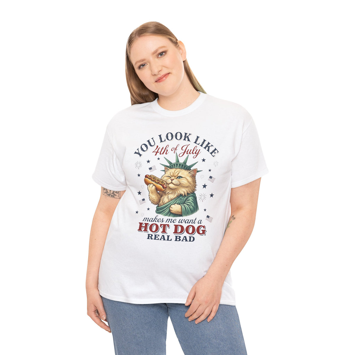 4th of July Cat & Hot Dog T-Shirt — Patriotic Fourth of July Tee