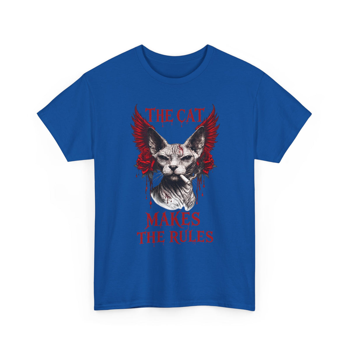 The Cat Makes The Rules T-Shirt — Funny Gothic Smoking Sphynx Tee