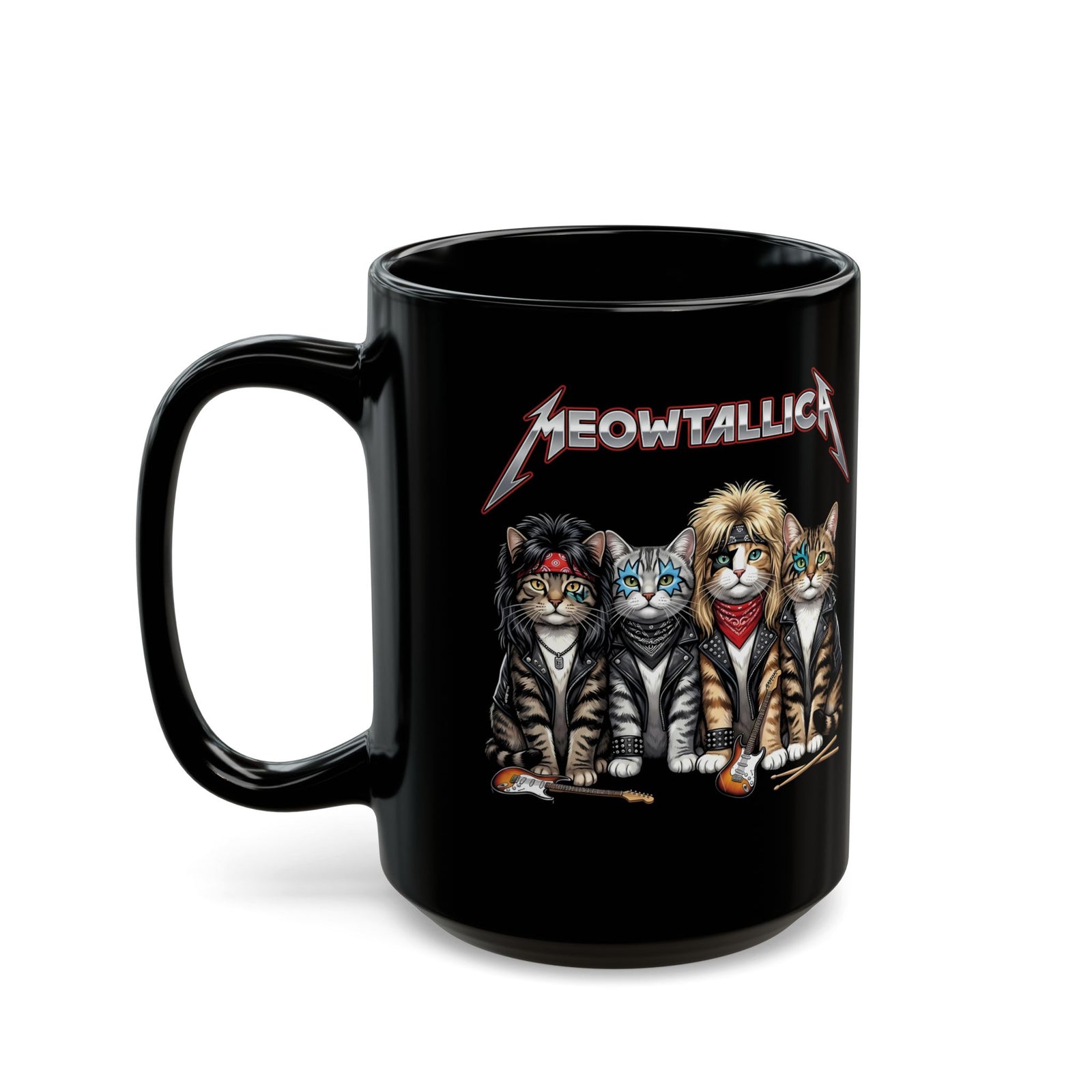 Meowtallica Heavy Metal Cat Black Mug