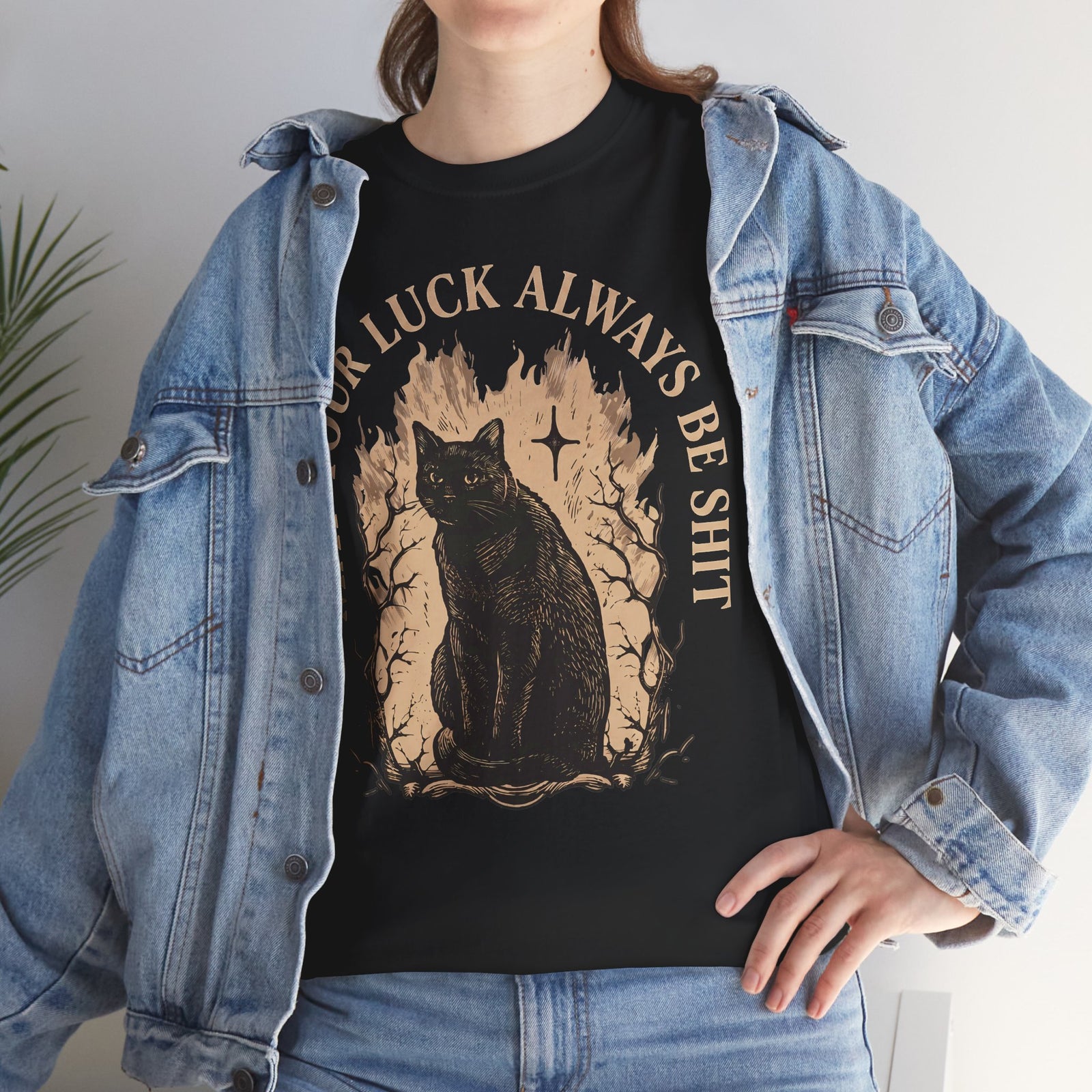 May Your Luck Always Be Shit Shirt — Funny Sarcastic Black Cat T-Shirt
