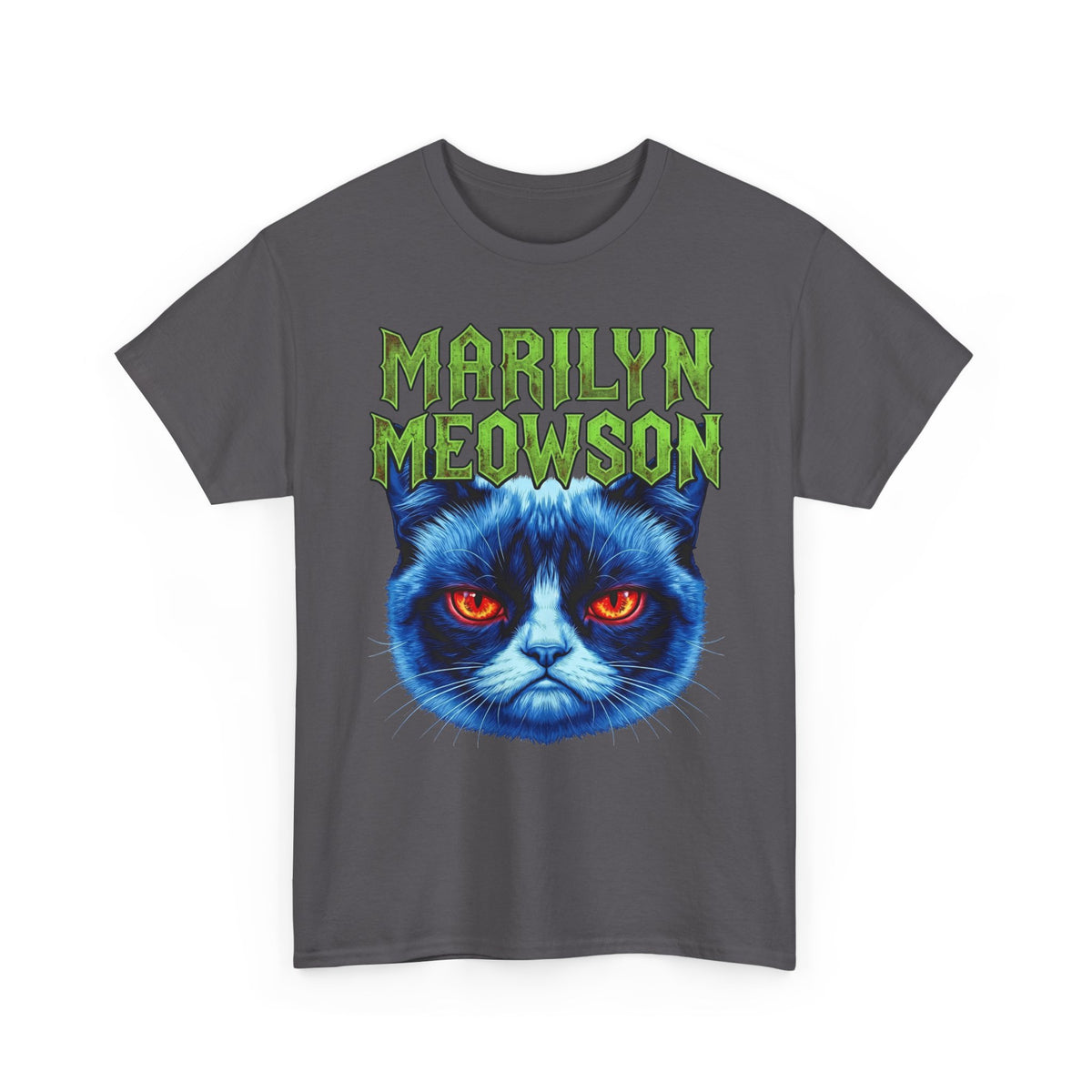 Marilyn Meowson Cat Band Tee — Retro Neon Gothic Graphic T-Shirt