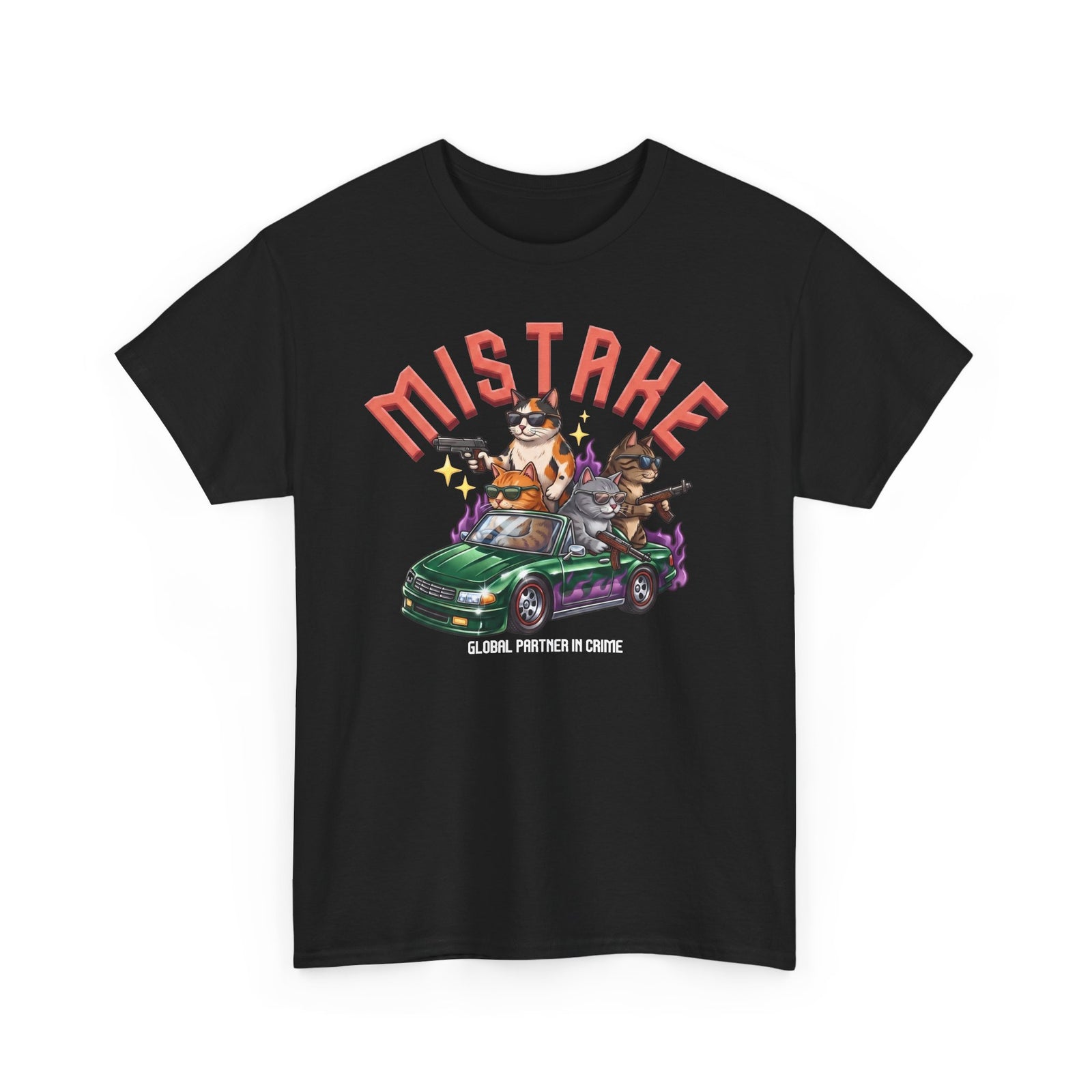 Mistake Global Partner In Crime T-Shirt — Funny Gangster Cat Convertible Tee