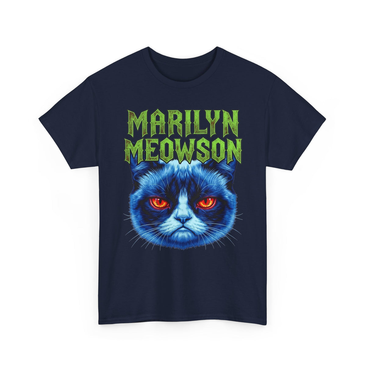 Marilyn Meowson Cat Band Tee — Retro Neon Gothic Graphic T-Shirt