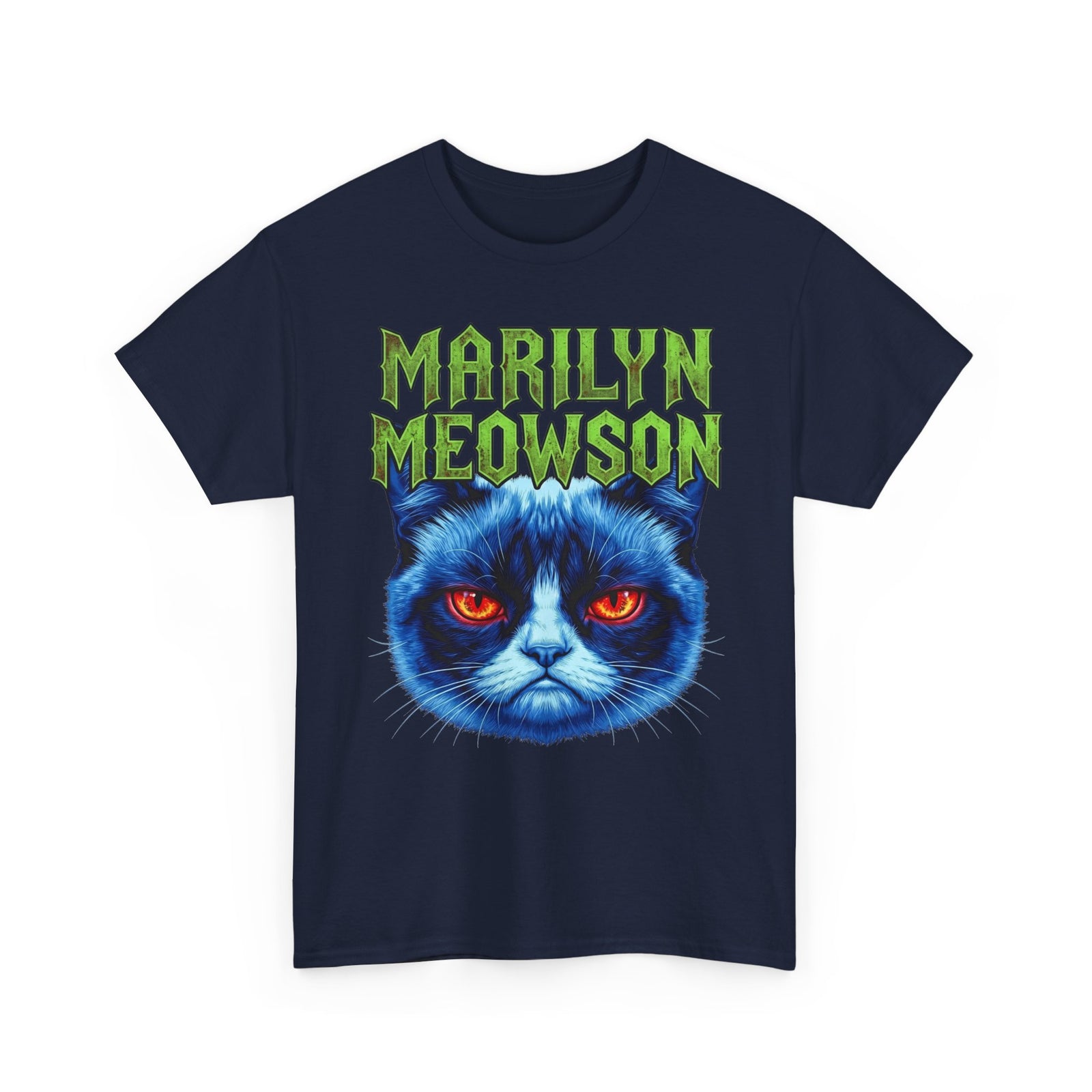 Marilyn Meowson Cat Band Tee — Retro Neon Gothic Graphic T-Shirt