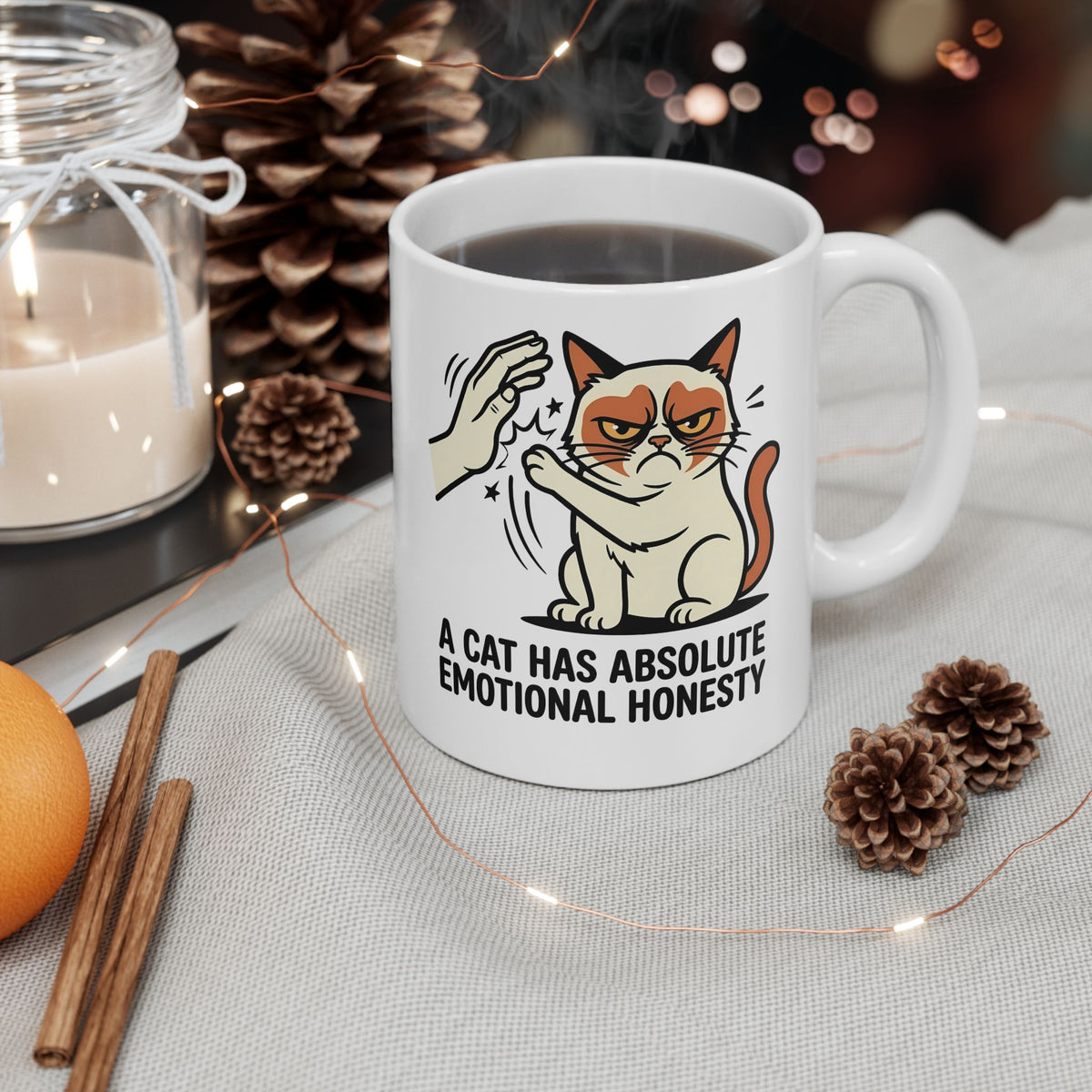 Funny Angry Cat Slap Ceramic Mug