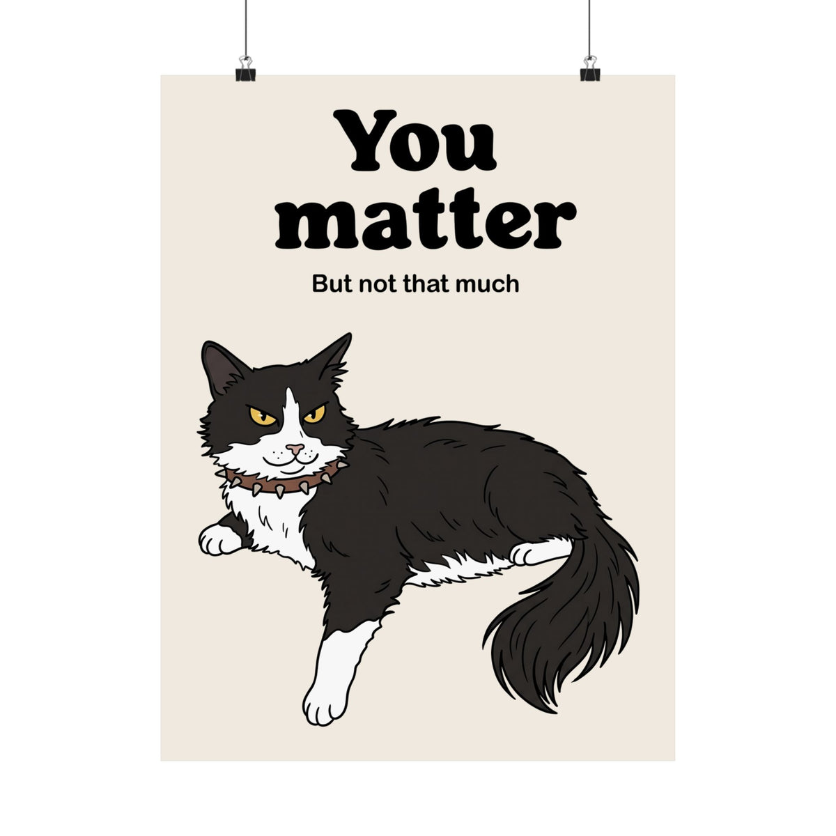 You Matter But Not That Much Poster — Funny Sarcastic Tuxedo Cat Graphic Poster
