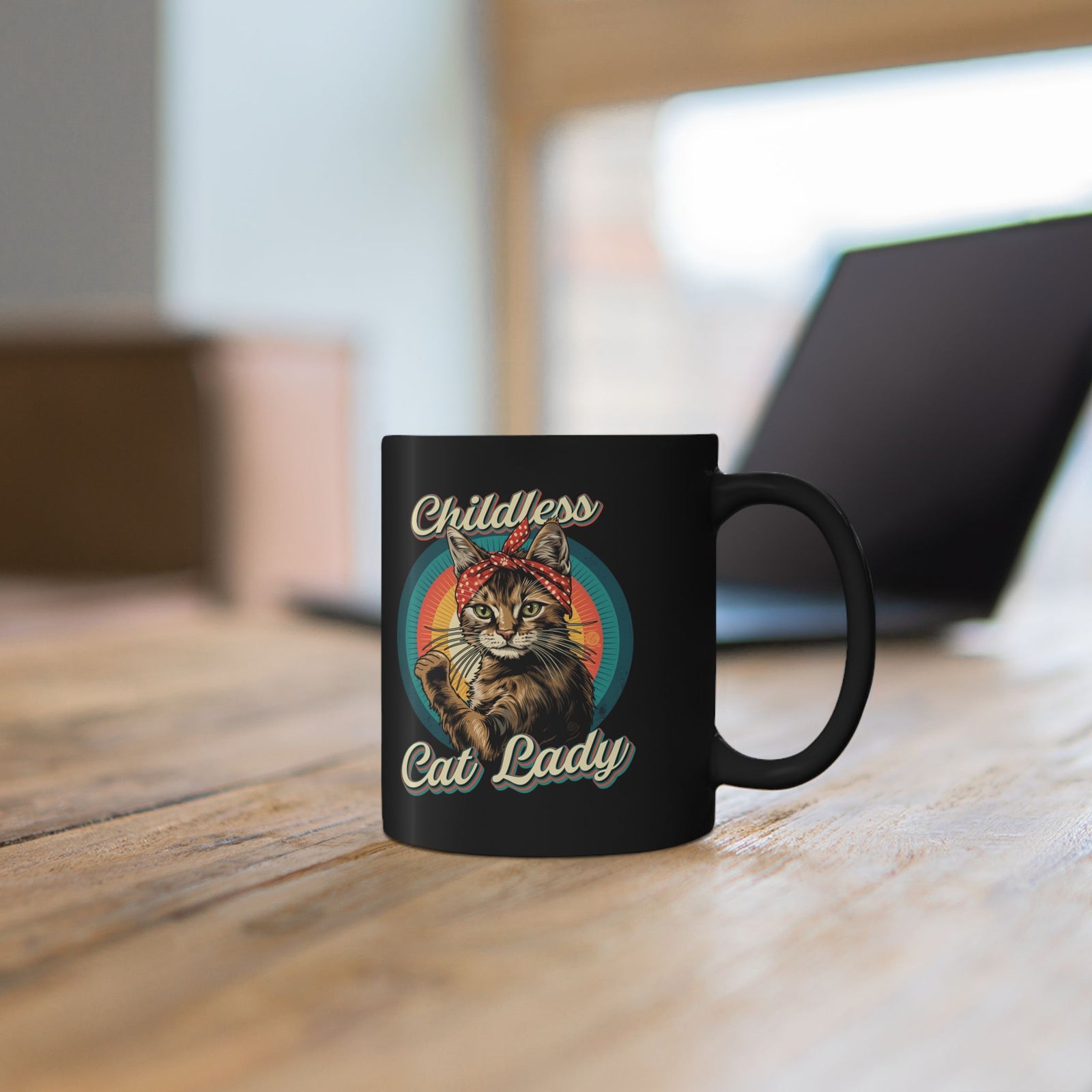 Childless Cat Lady Black Mug — Funny Cat Lover Mug
