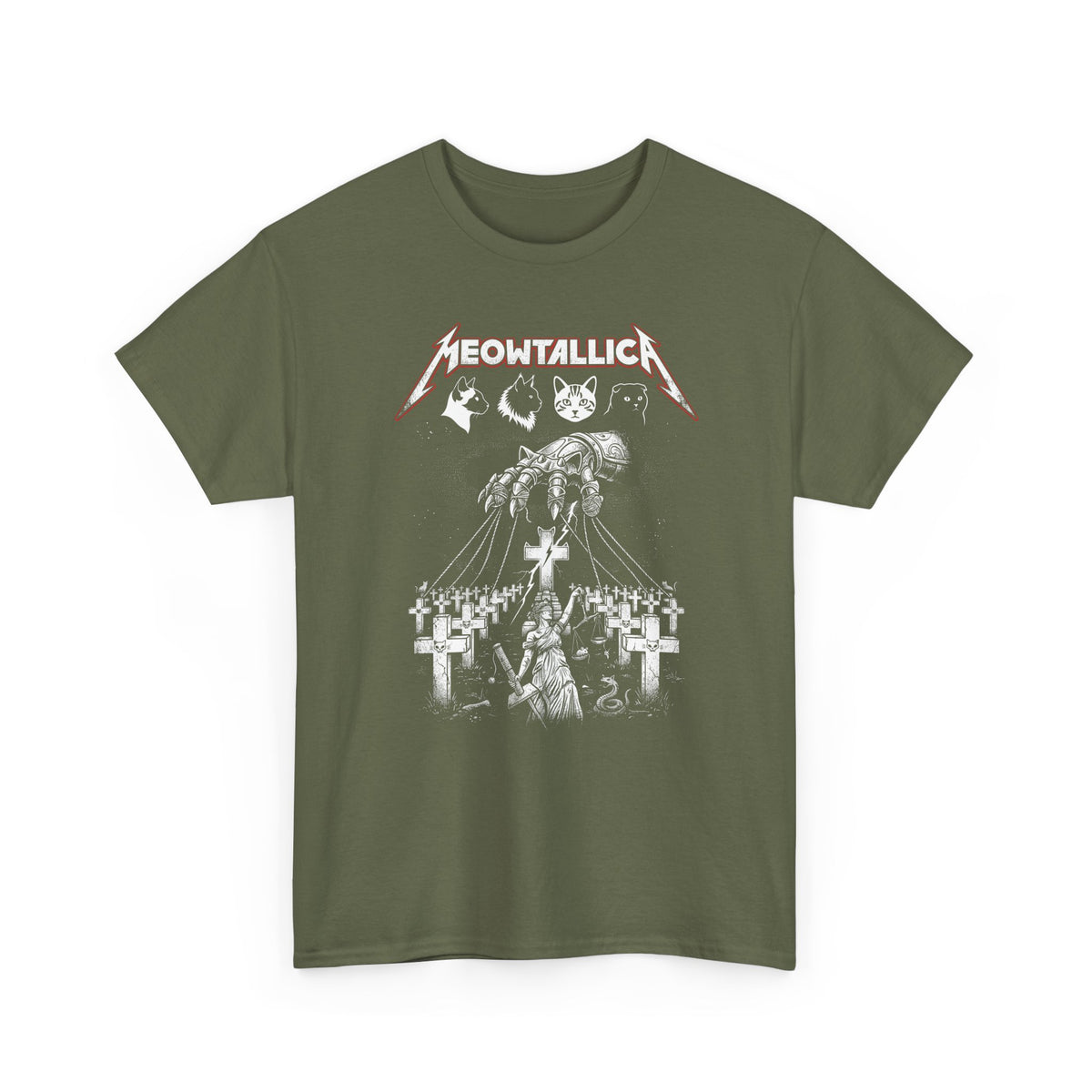 Meowtallica Graphic Tee — Metal Cat Band T-Shirt