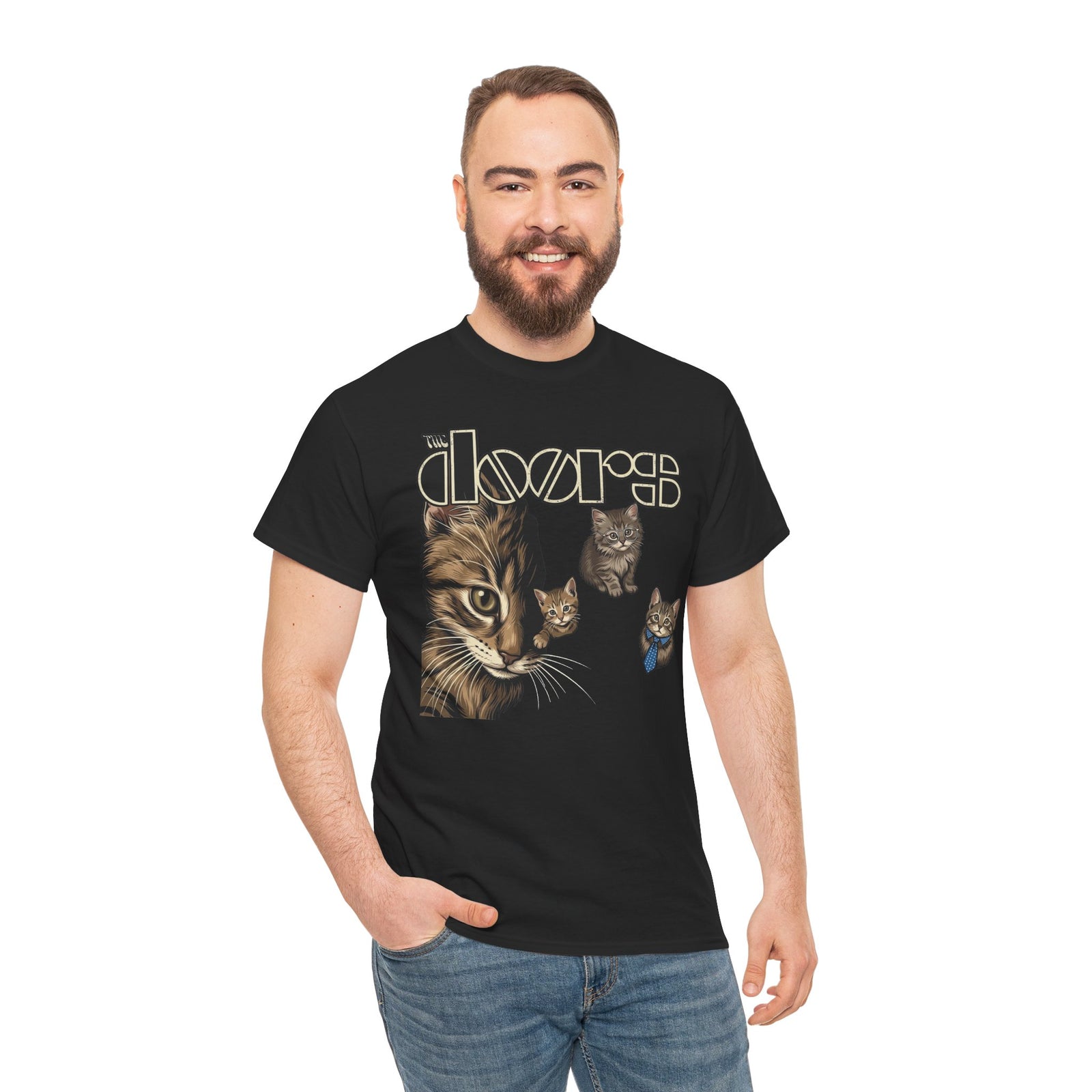 T-Shirt — Retro Cat Band Graphic Tee (The Doors Inspired)
