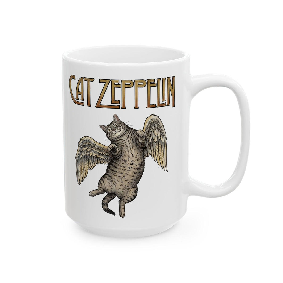Cat-Zeppelin Ceramic Mug — Whimsical Cat Airship Design