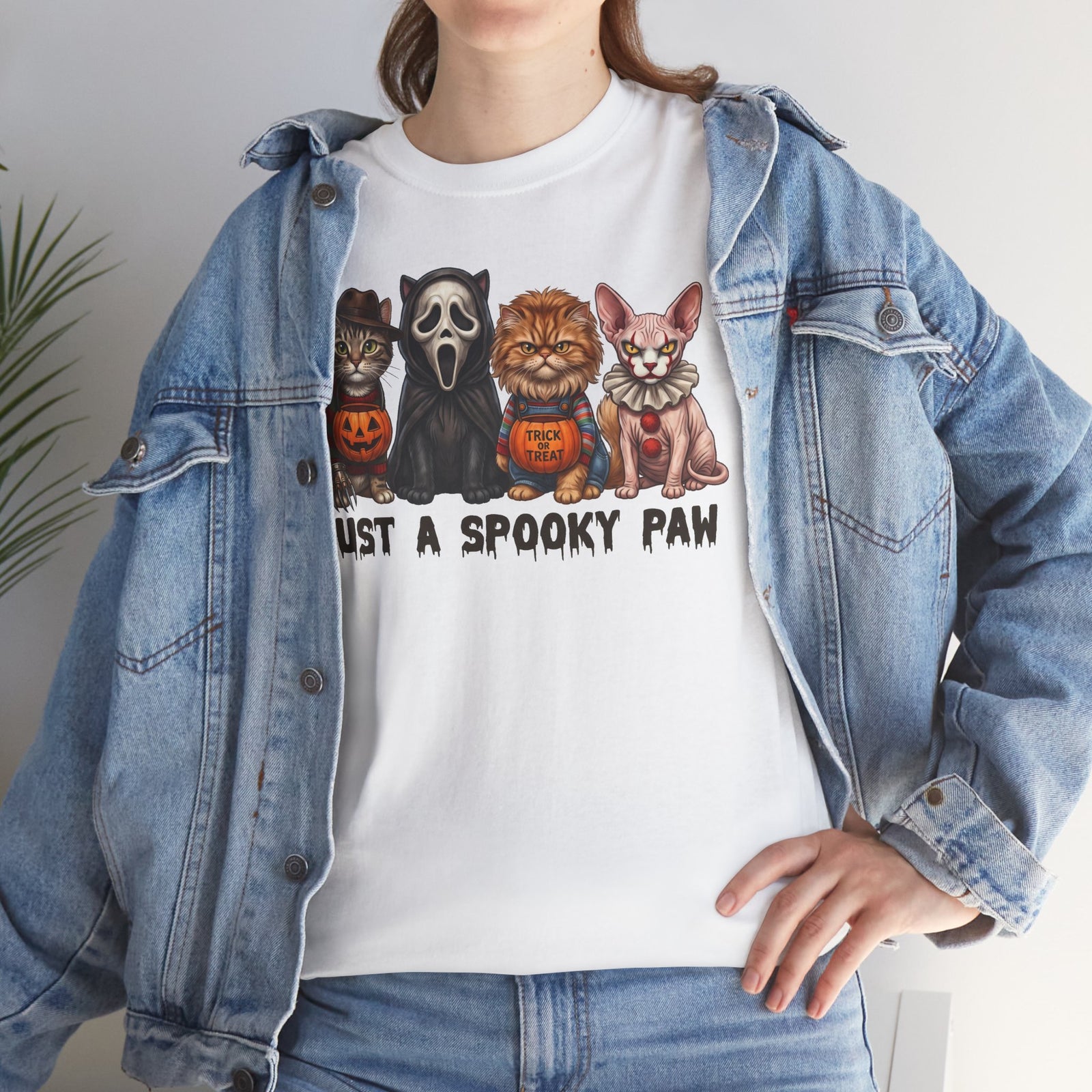 Just A Spooky Paw T-Shirt — Horror Movie Icons Cat Halloween Tee