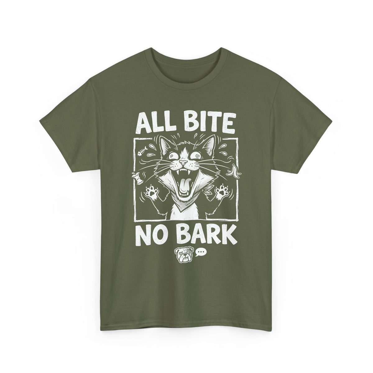 Cat All Bite No Bark T-Shirt — Funny Cat Lover Tee