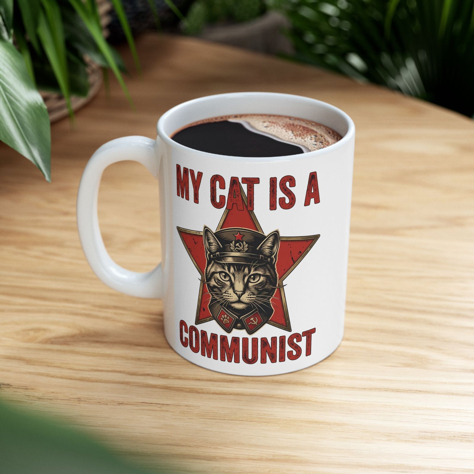 Communist Cat Ceramic Mug — "My Cat Is A Communist Cat" Funny Political Cat Mug