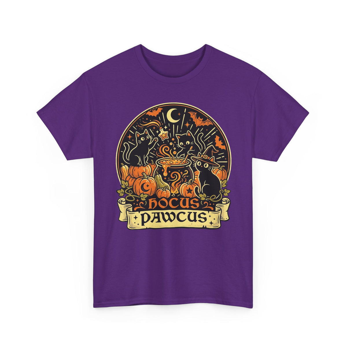 Hocus Pawcus Halloween T-Shirt — Cute Witch Cats Pumpkin Tee