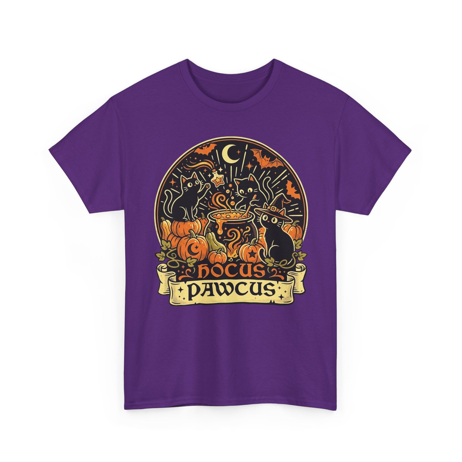 Hocus Pawcus Halloween T-Shirt — Cute Witch Cats Pumpkin Tee