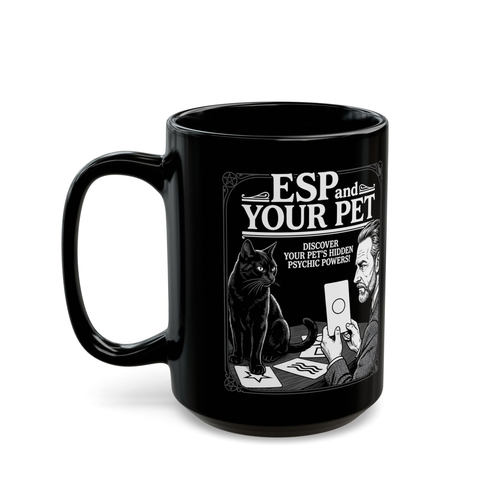 ESP & Your Pet Cat Black Mug — Psychic Cat Lover Mug