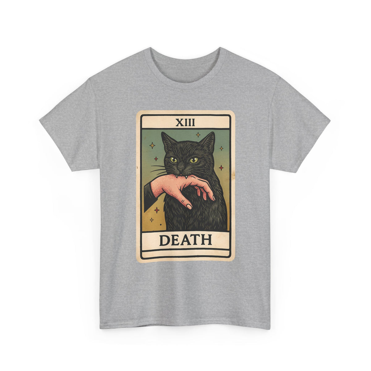 "Death" Tarot Card Black Cat Biting Hand Funny T-Shirt