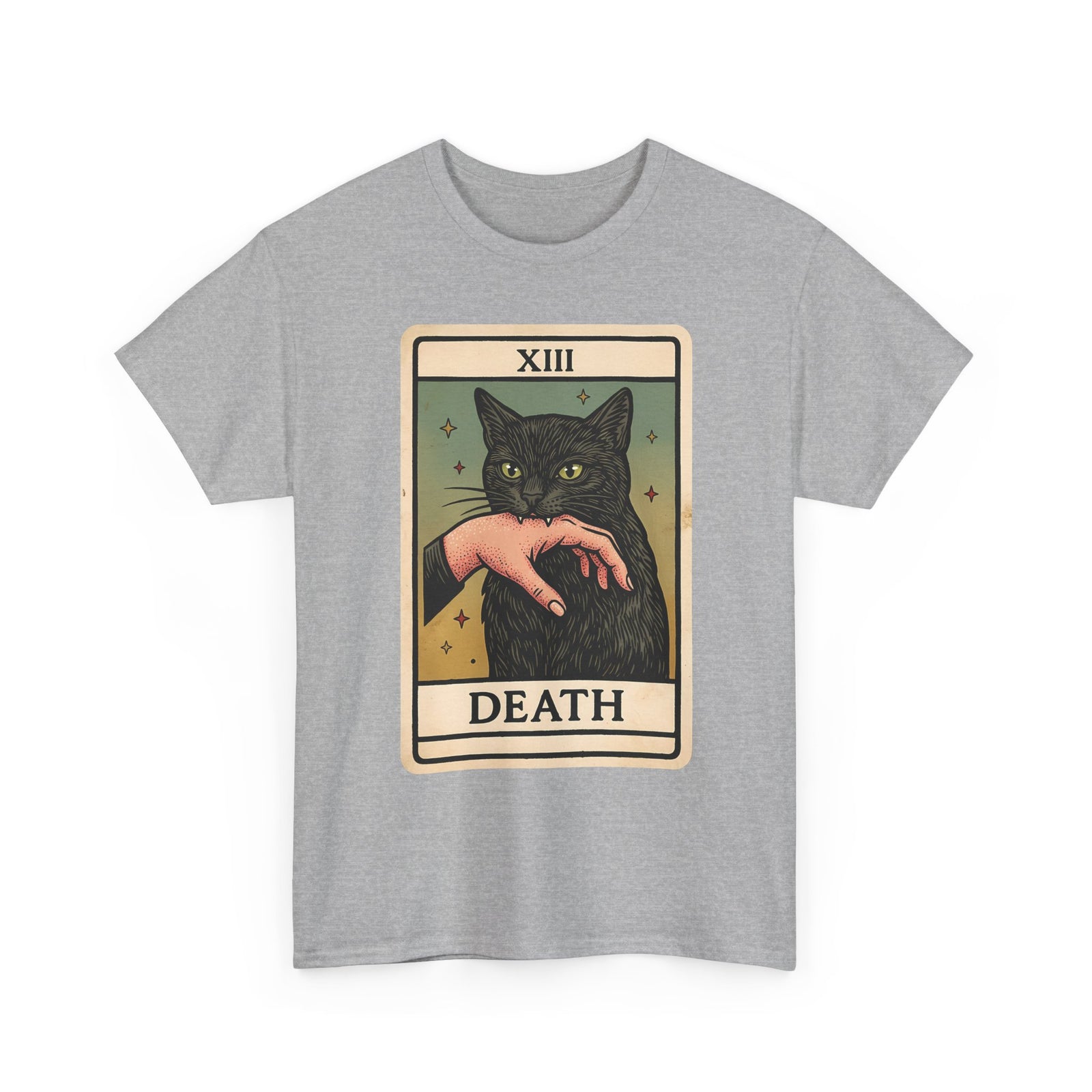 "Death" Tarot Card Black Cat Biting Hand Funny T-Shirt