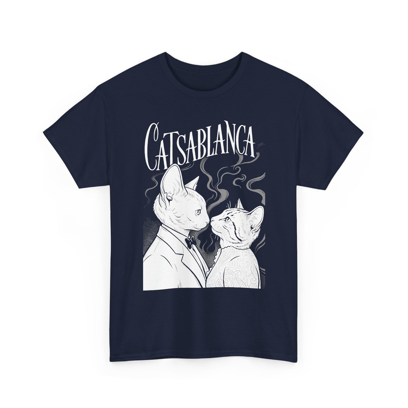 Catsablanca Graphic Tee — Retro Noir Cat Movie Parody T-Shirt