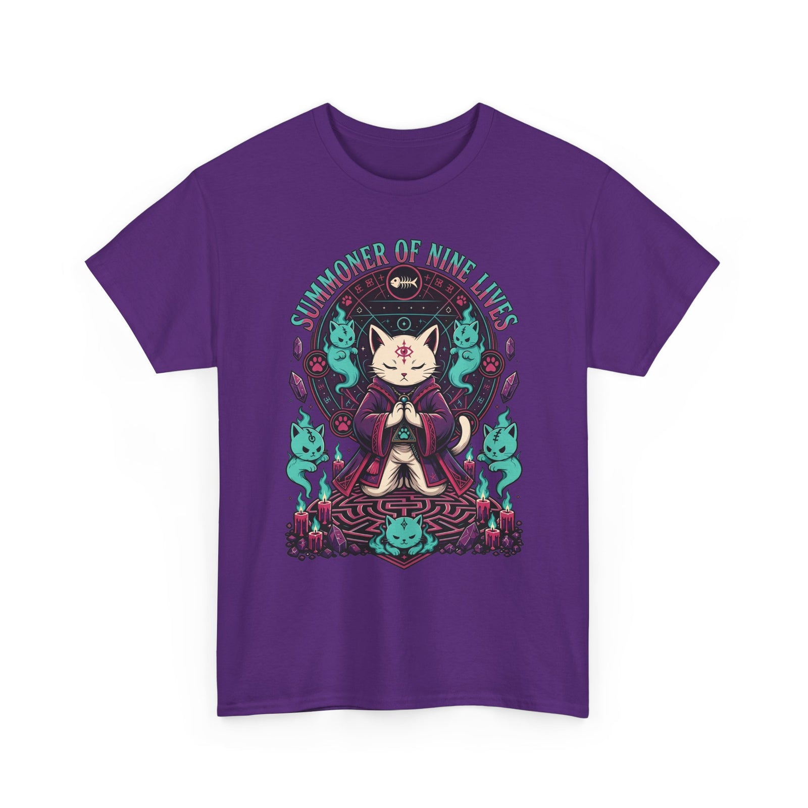 Lucky Cat Mystic Tee — "Catmancer of Nine Lives" Graphic T-Shirt