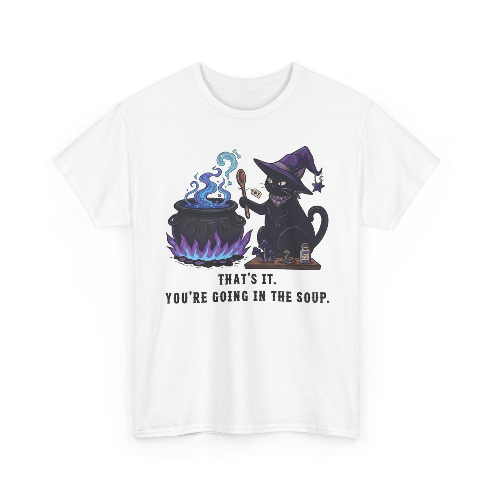 Black Cat “Purrfect Potion” Tee — Witchy Cat Graphic T-Shirt