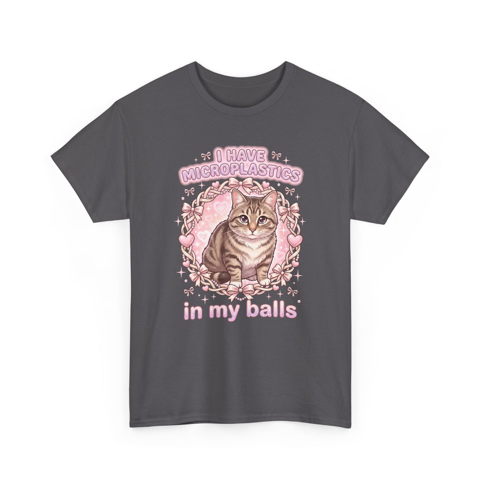 Funny Cat Tee "I Have Microplastics In My Balls" Meme Shirt