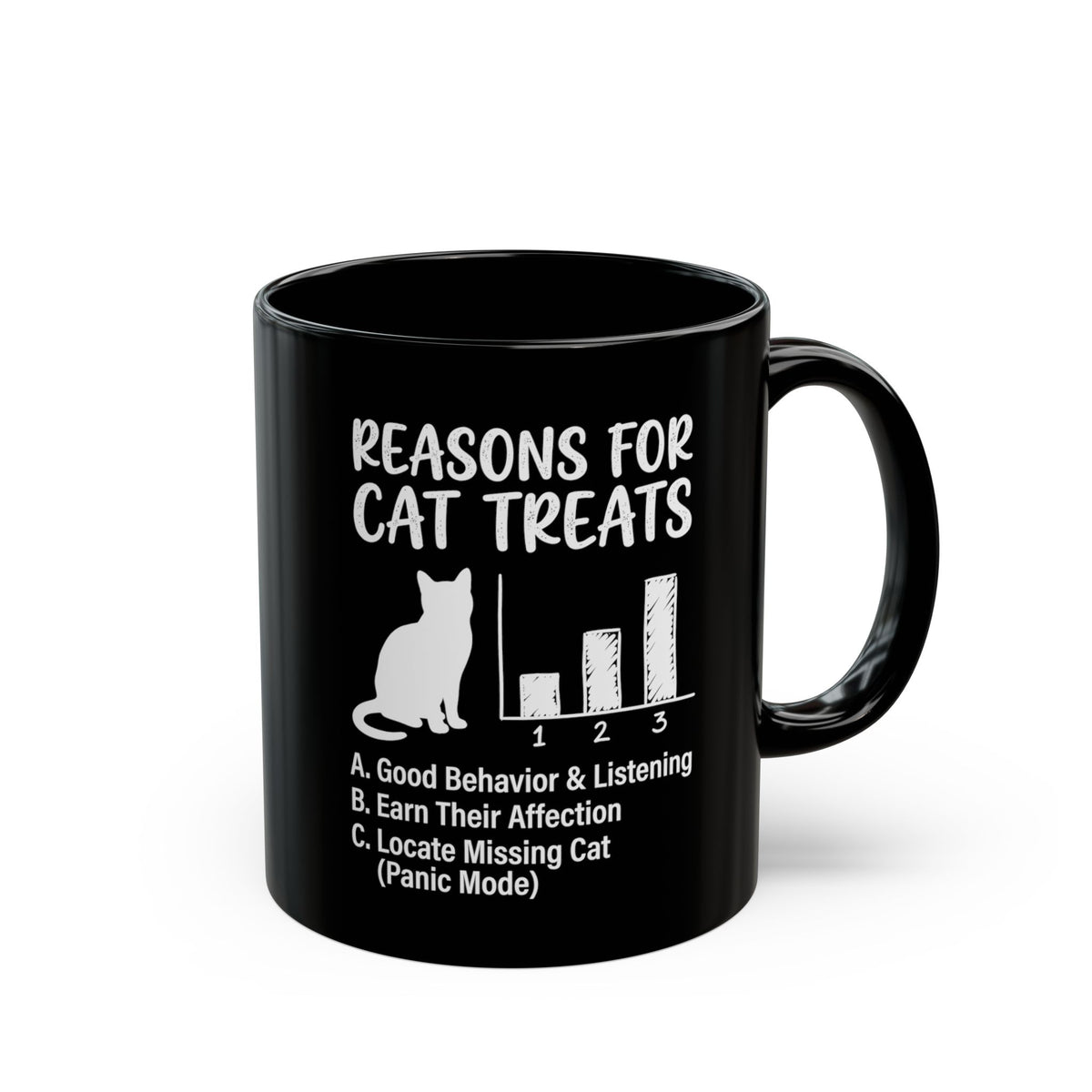 Reasons For Cat Treats Black Mug — Cute Cat Lover Mug