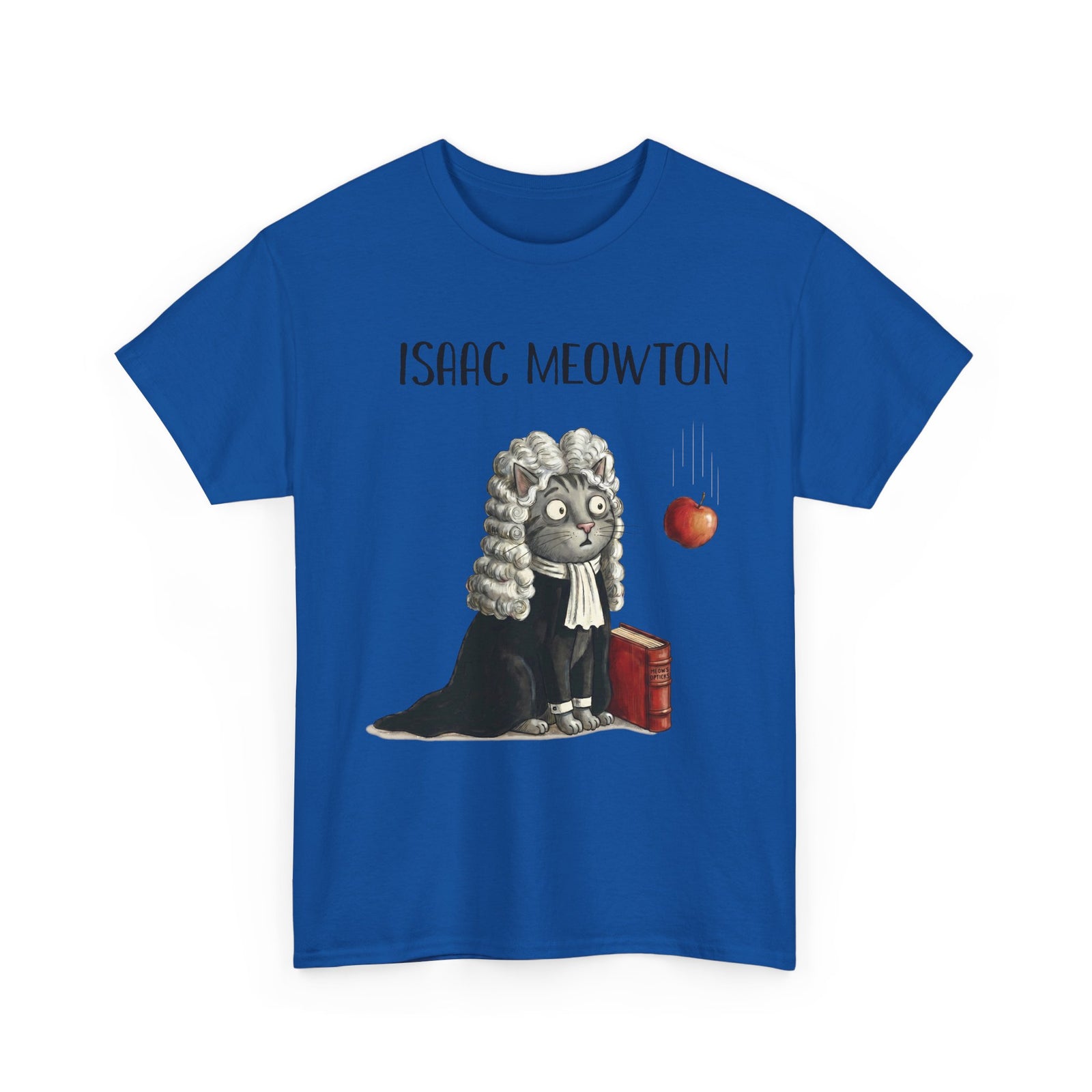 Isaac Meowton T-Shirt — Funny Science Pun Cat Gravity Graphic Tee