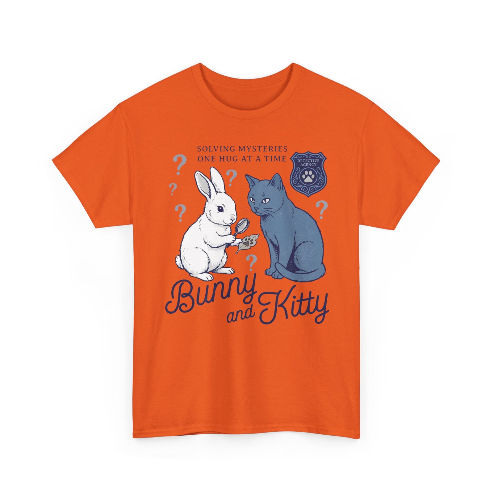 Detective Bunny & Kitty T-Shirt — Cute 'Solving Mysteries One Hug At A Time' Tee