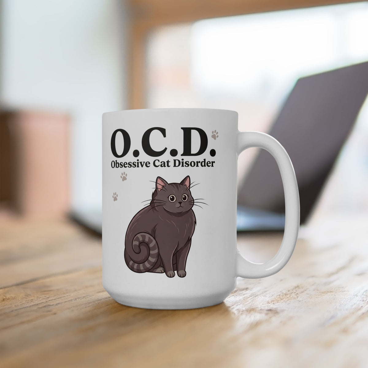 Obsessive Cat Disorder Ceramic Mug — O.C.D. Cat Lover Mug