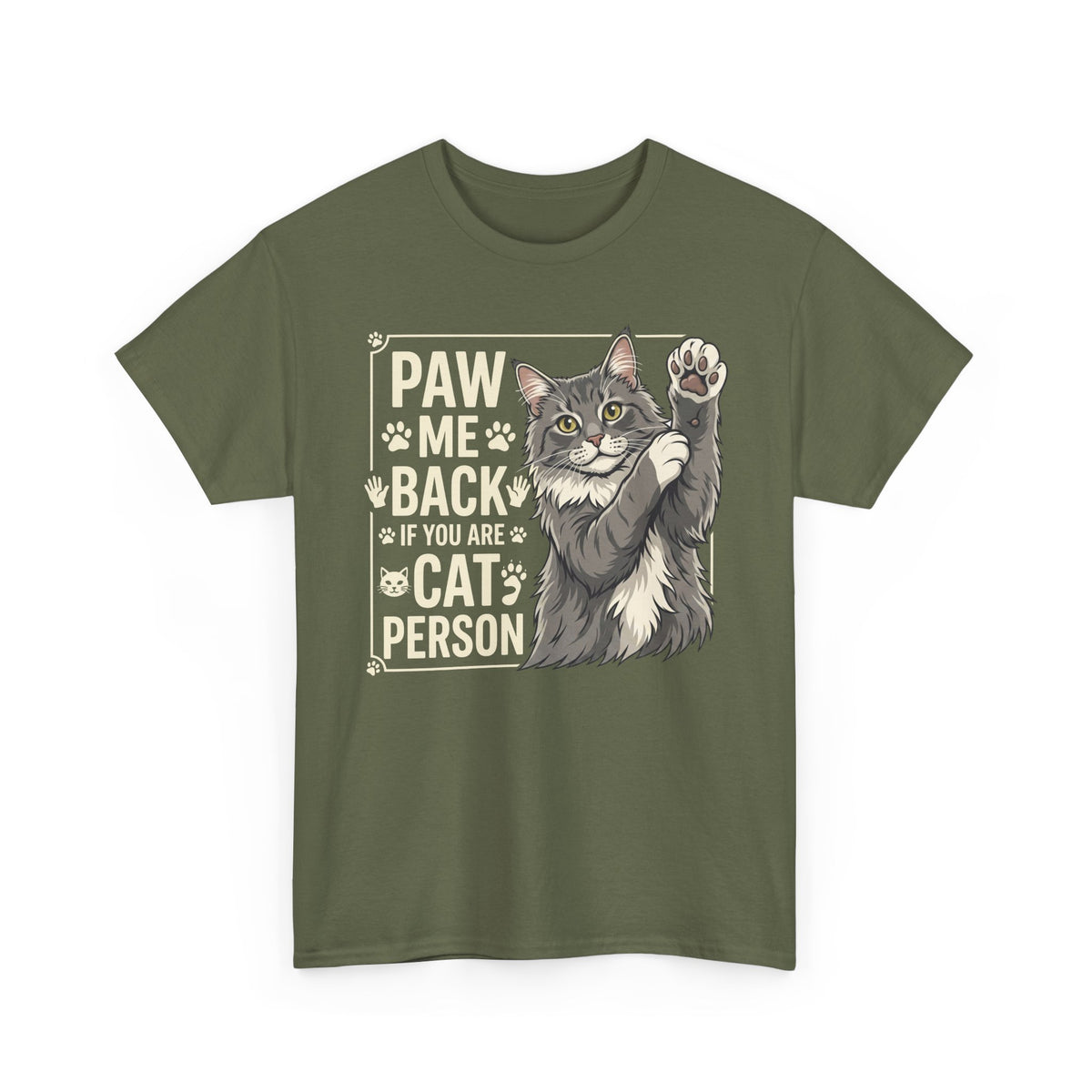 Paw Me Back If You Are A Cat Person Cute Grey Cat Graphic Tee