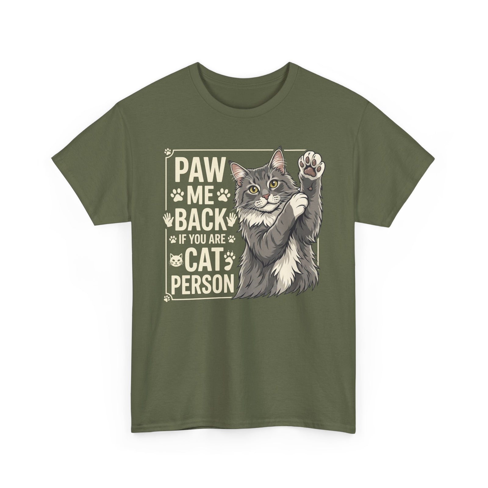 Paw Me Back If You Are A Cat Person Cute Grey Cat Graphic Tee