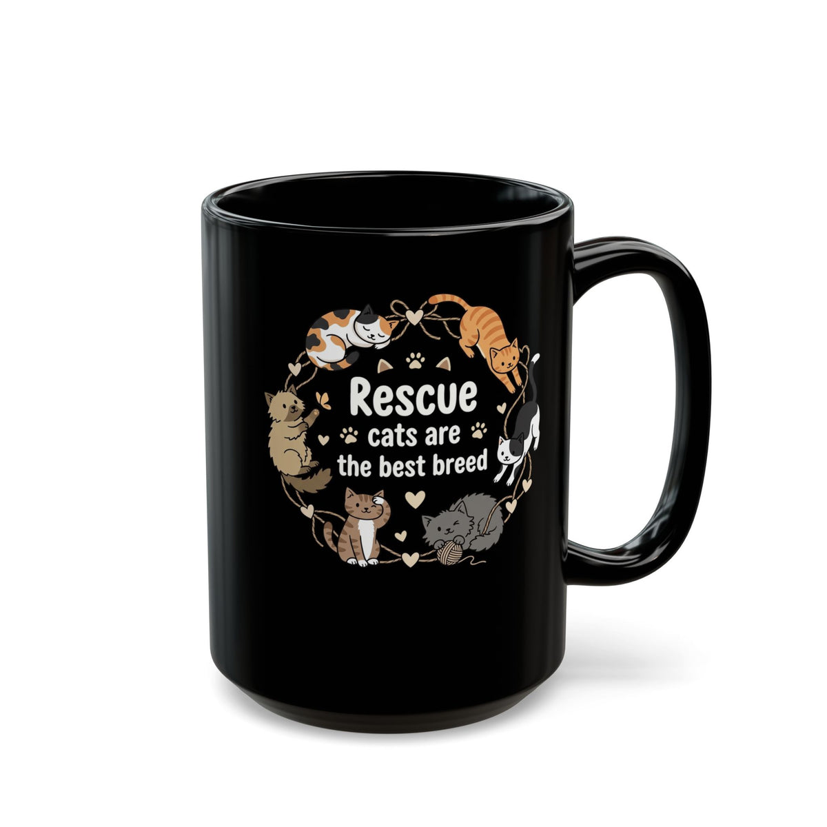 Rescue Cats Are the Best Breed Black Mug