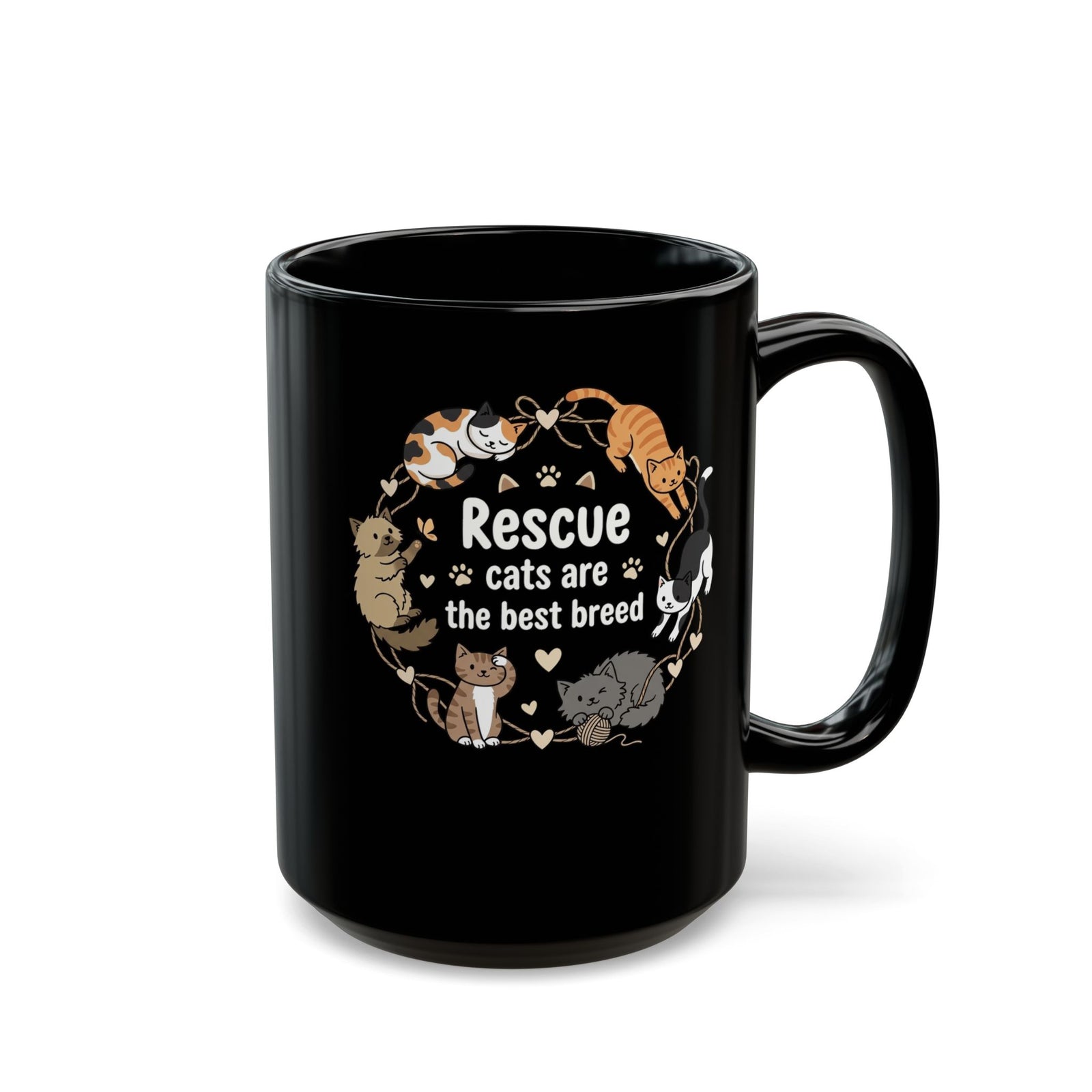 Rescue Cats Are the Best Breed Black Mug
