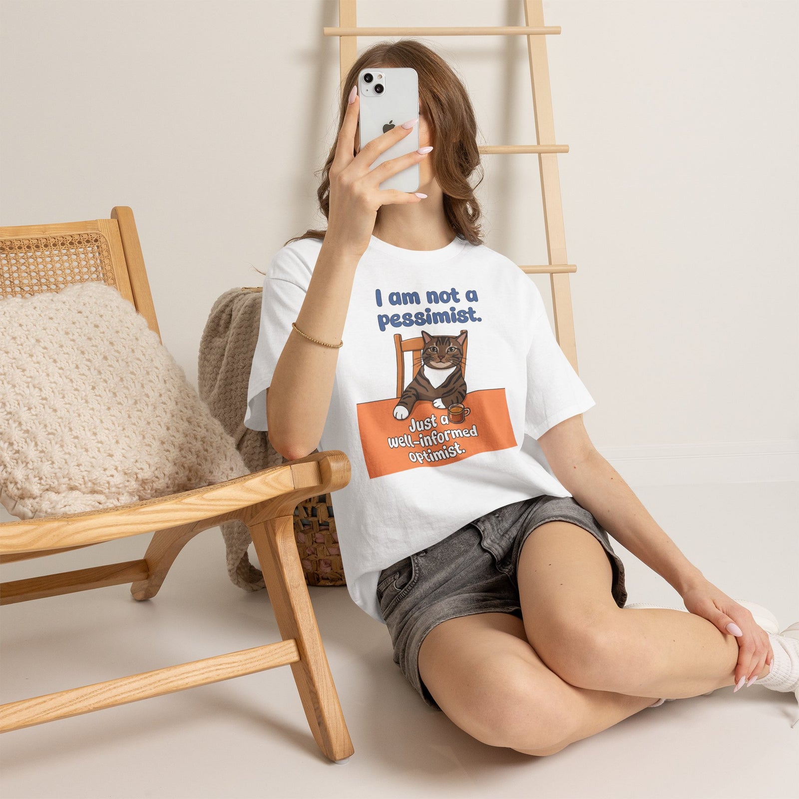 I Am Not A Pessimist T-Shirt — Funny Well-Informed Optimist Cat Tee