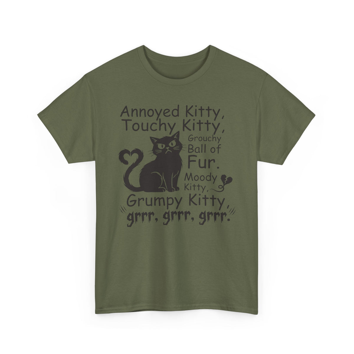 Grouchy Ball of Fur T-Shirt — Annoyed Kitty, Touchy Kitty Graphic Tee