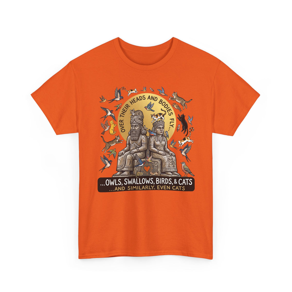 Birds & Cats Graphic T-Shirt — "Over Their Heads and Bodies Fly"