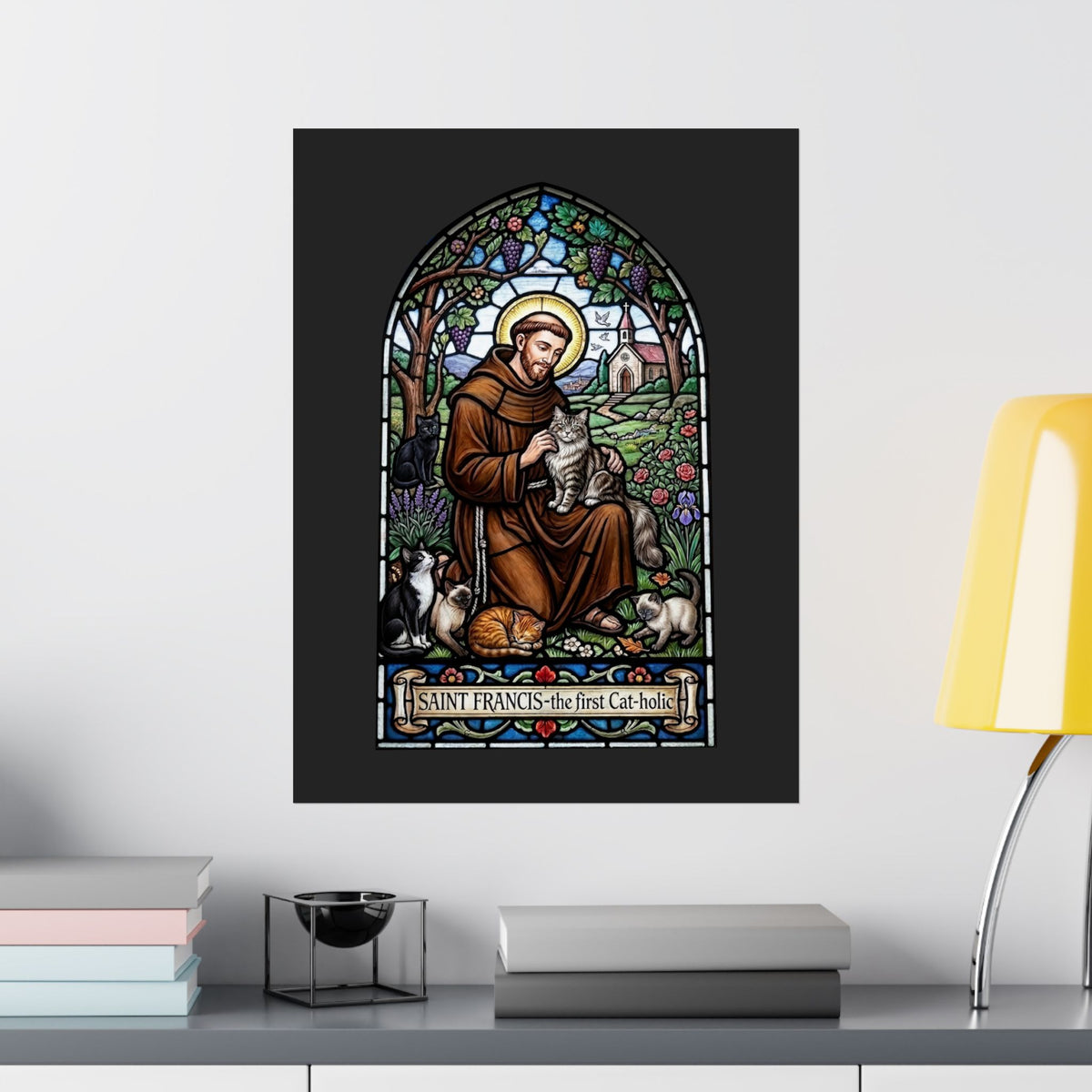 Saint Francis Cat Poster — "SAINT FRANCIS — the first Cat-holic"