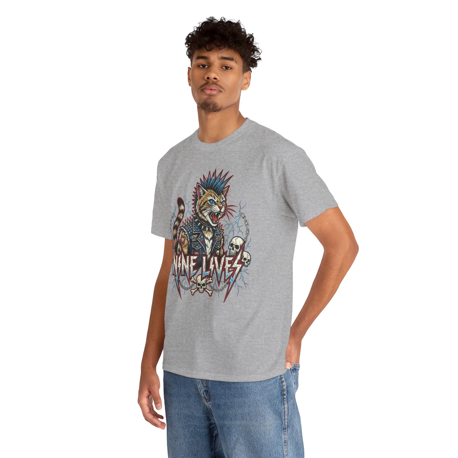 Nine Lives Cat T-Shirt — Retro Feline Graphic Tee