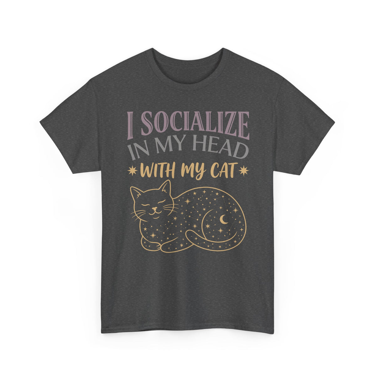 I Socialize in My Head With My Cat T-Shirt — Funny Cat Lover Tee
