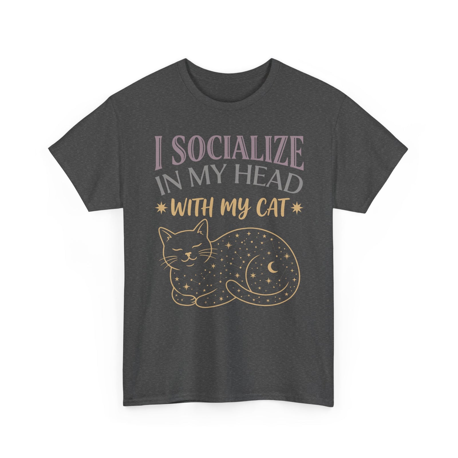 I Socialize in My Head With My Cat T-Shirt — Funny Cat Lover Tee