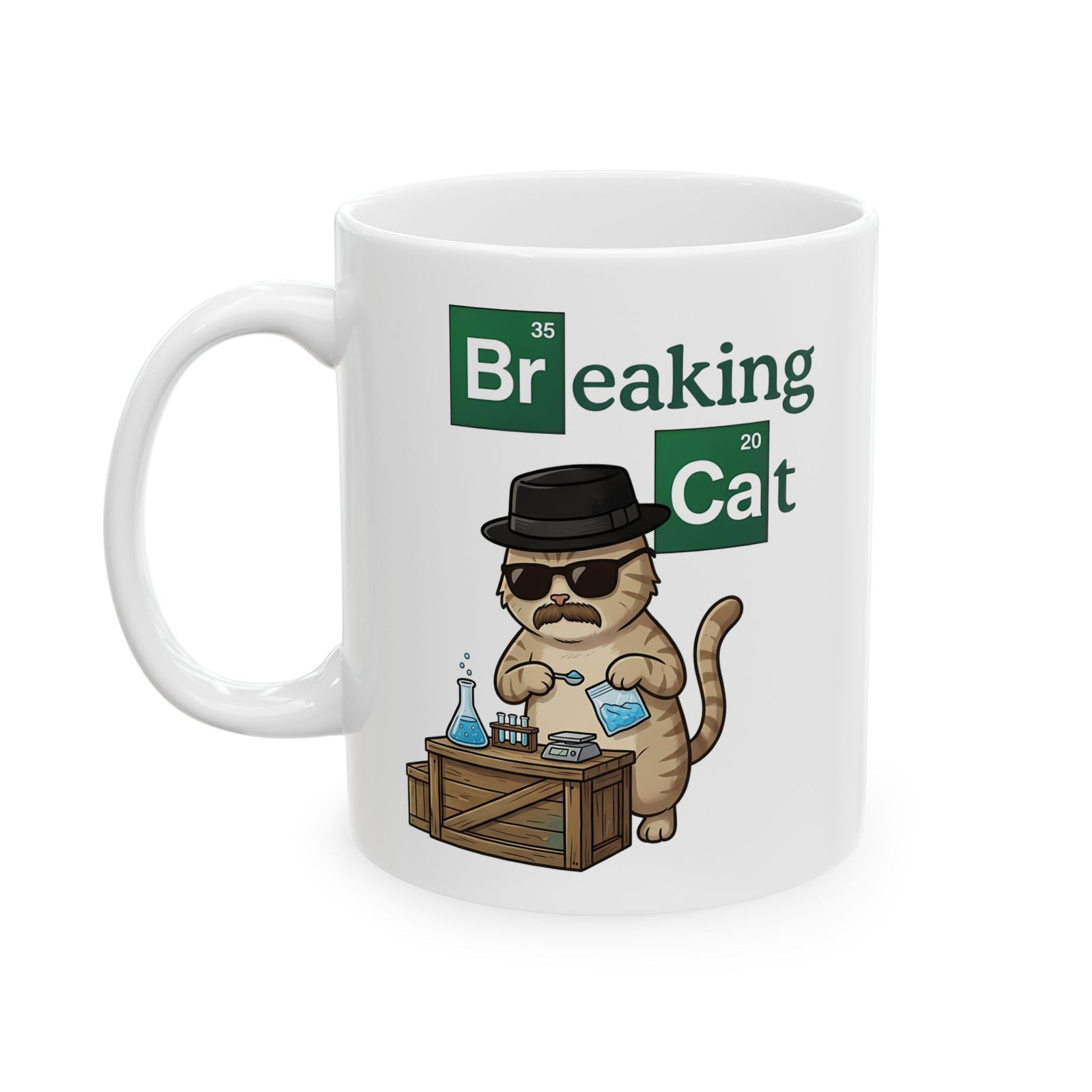 Breaking Cat Ceramic Mug — Funny Cat Graphic Mug