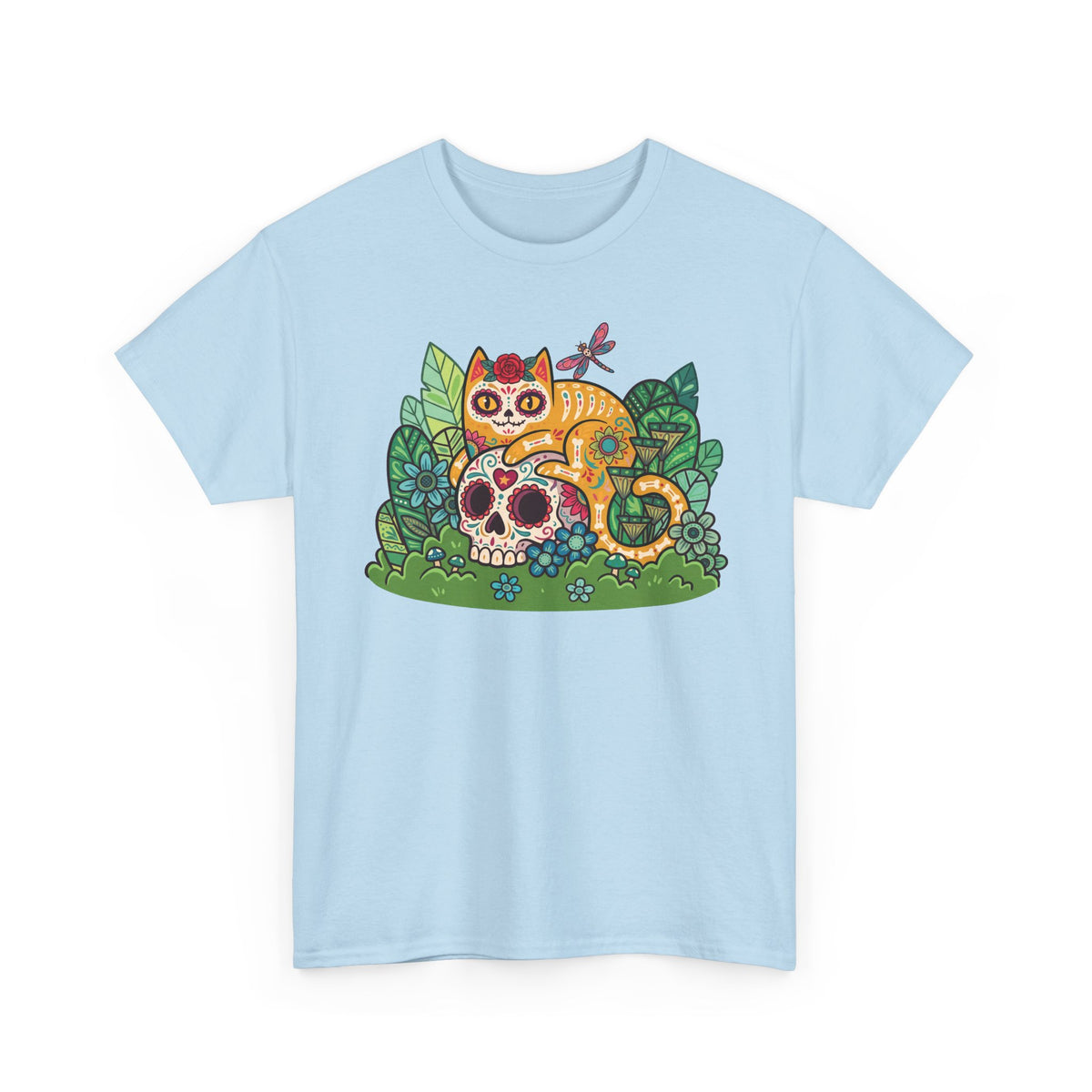 Sugar Skull Cat T-Shirt — Day of the Dead Calavera Feline Tee