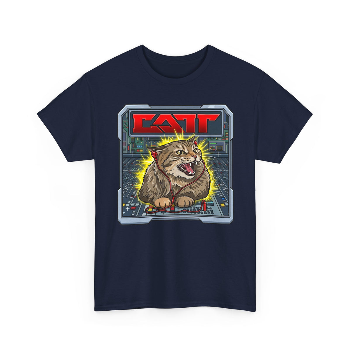 80s Hair Metal Cat T-Shirt — Vintage Rock Cat Graphic Tee